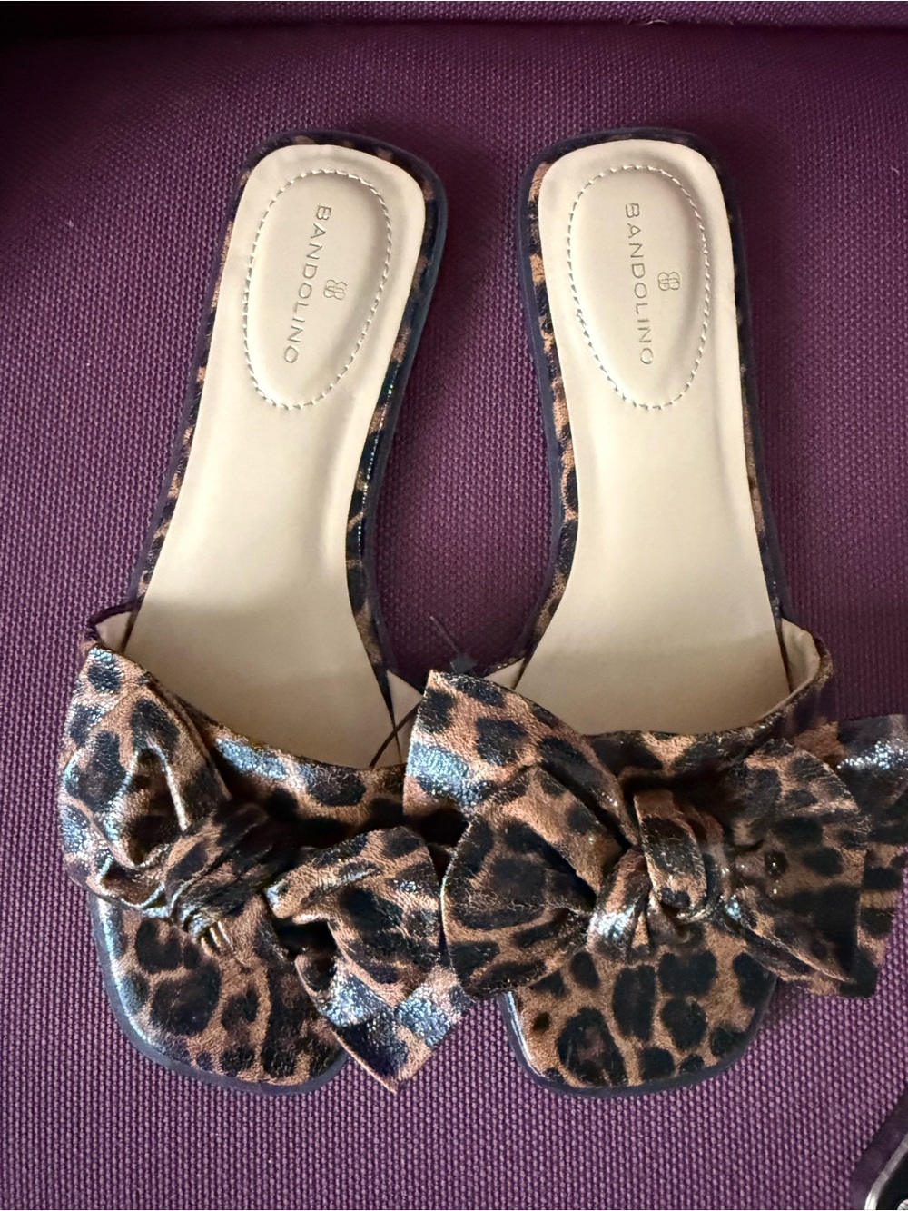 Bandolino Leopard Knot Slide Sandal in Brown and Black - Picture 3 of 8